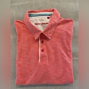 Report Collection Slim Fit Mesh Knit Polo Shirt in Sun Kissed Red Size L